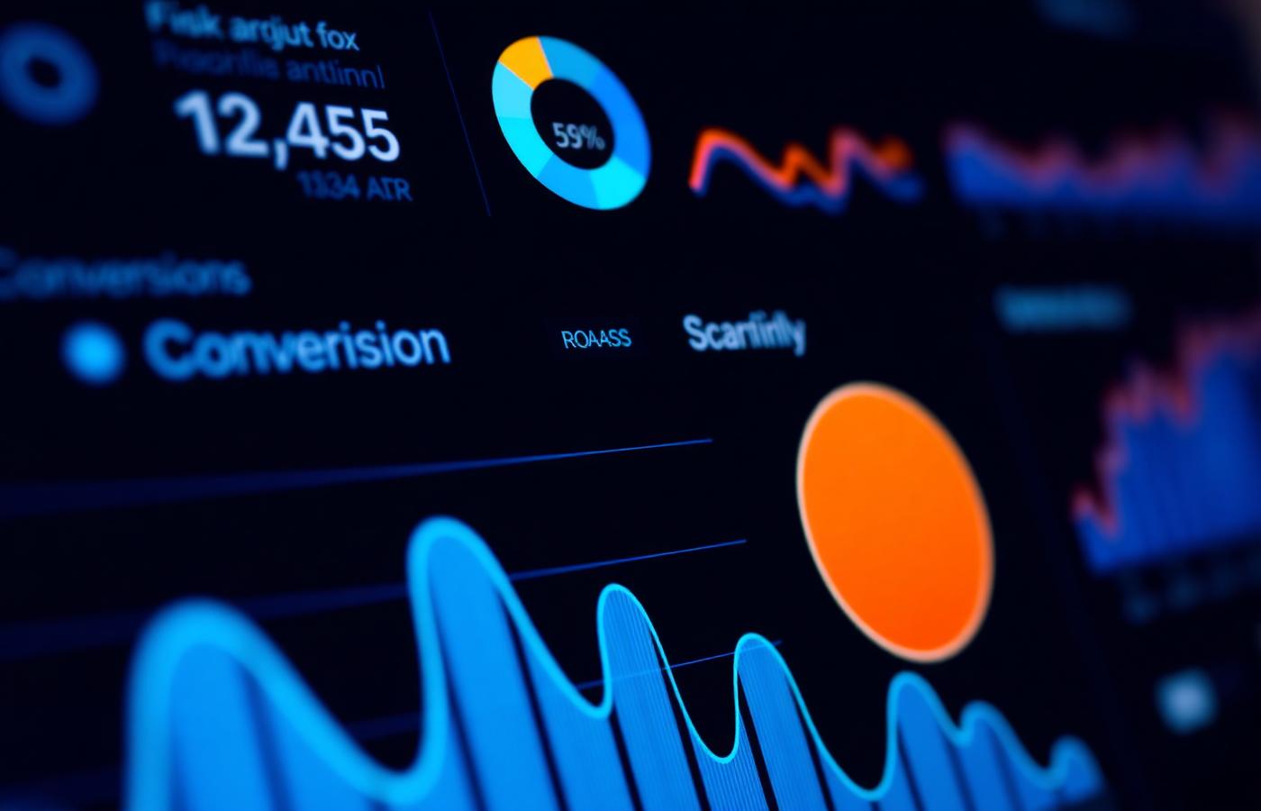Performance marketing analytics dashboard with conversion and ROAS metrics