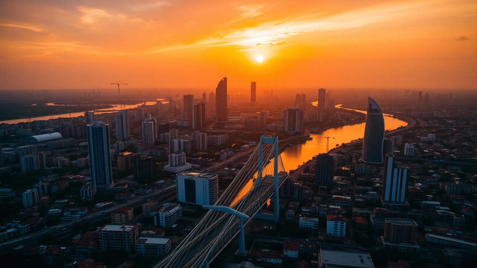Lagos skyline at sunset